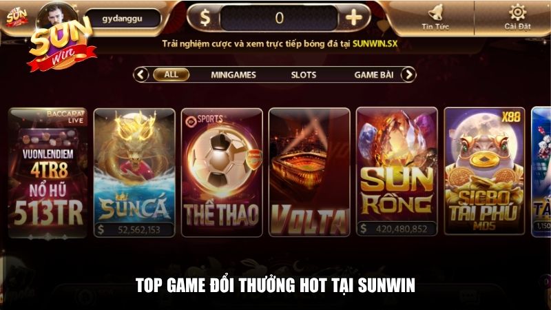 Top game đổi thưởng hot tại Sunwin